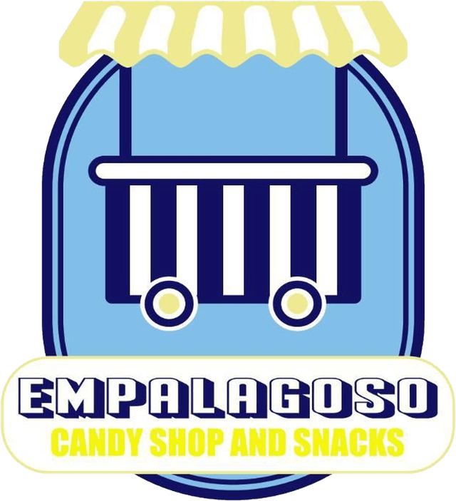 Logo de Empalagoso: un carrito de chuches con toldo de rayas